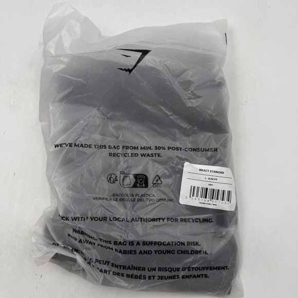 NEW Gymshark React Stringer Large Slim Fit Grey - Picture 4 of 6